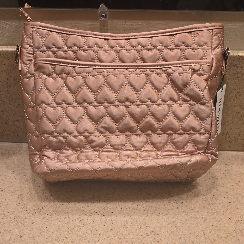 Chic Quilted Heart Shoulder Bag in Blush